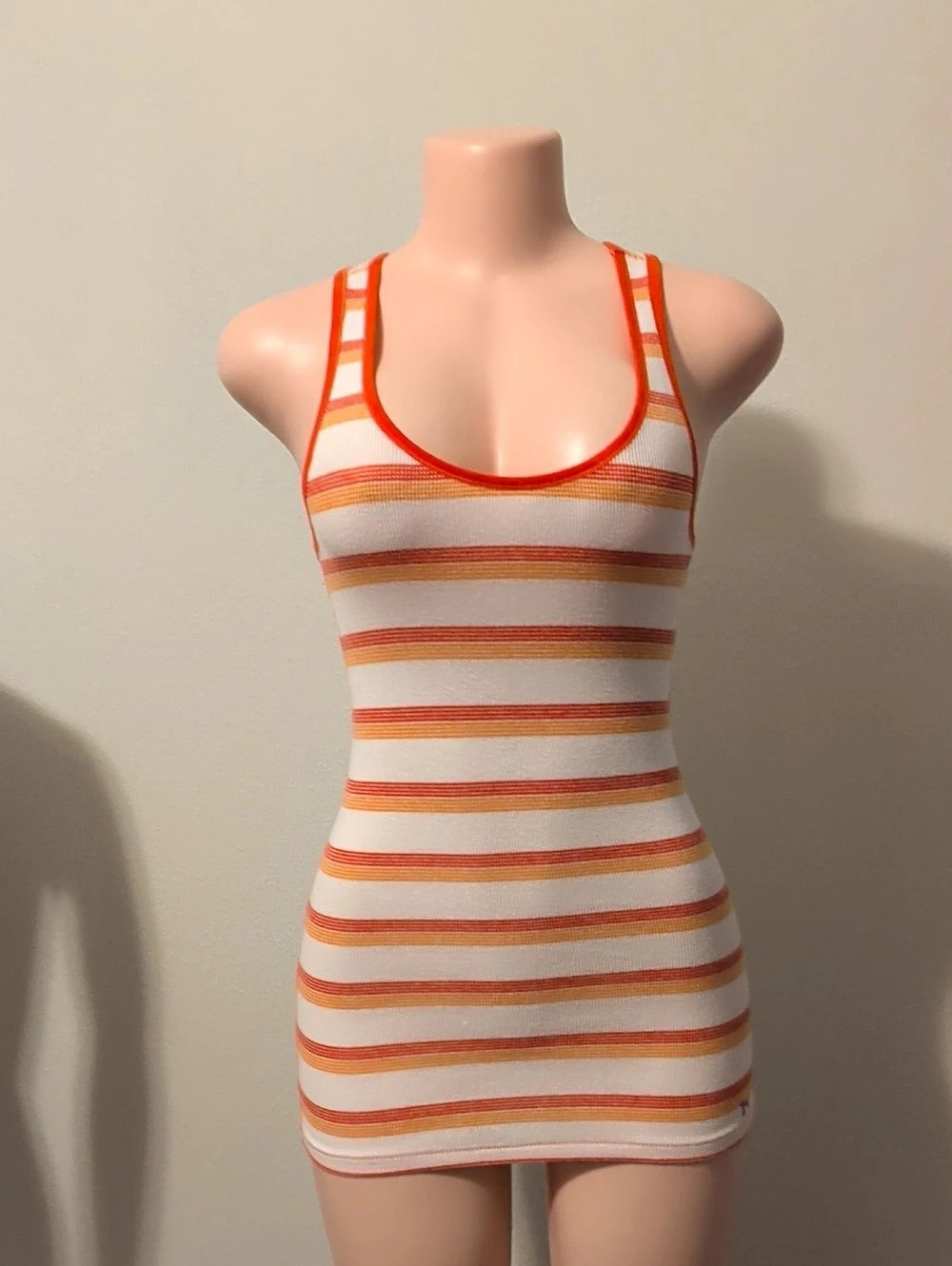 Victoria'Small Secret Striped Mini Dress/ Long Shirt n Orange & White Size Small